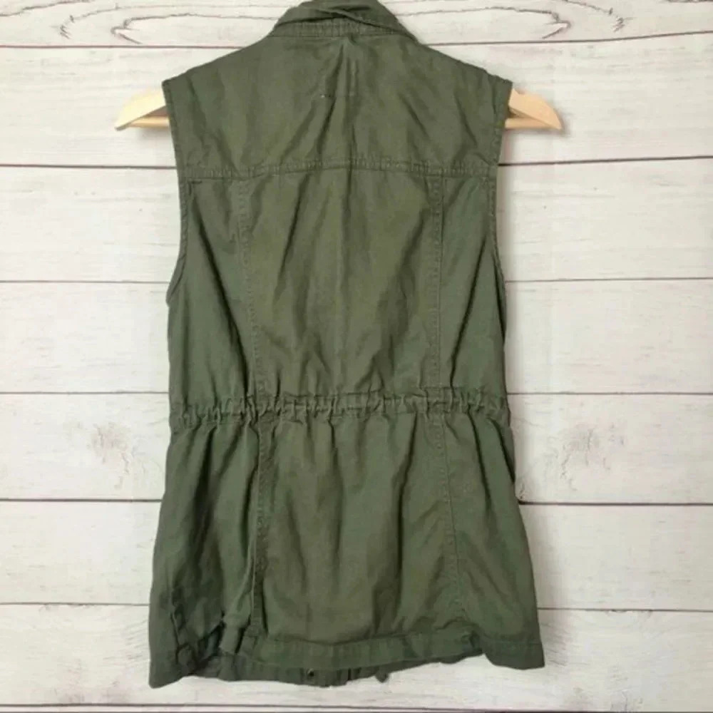 Boutique Harper Army Green Military Utility Vest with Pockets S - Picture 2 of 6